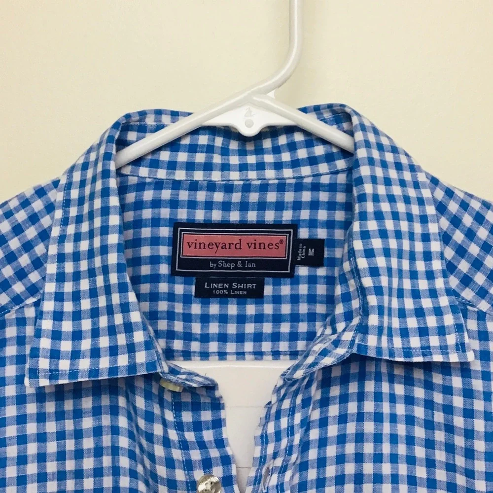 Vineyard Vines 100% linen mens long sleeve button up shirt M - Picture 2 of 8